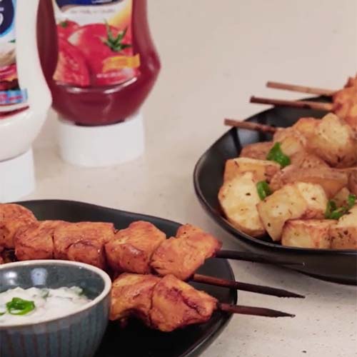 Chicken skewers recipe with spicy mayonnaise sauce